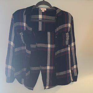 Pixley Black and Purple Plaid Top